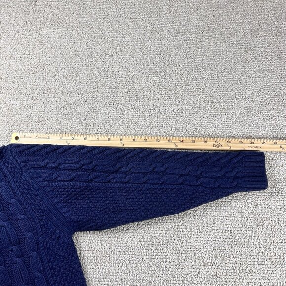Hanna Andersson 1/4 Zip Cable Knit Sweater Blue Men’s Size Medium - Picture 6 of 7